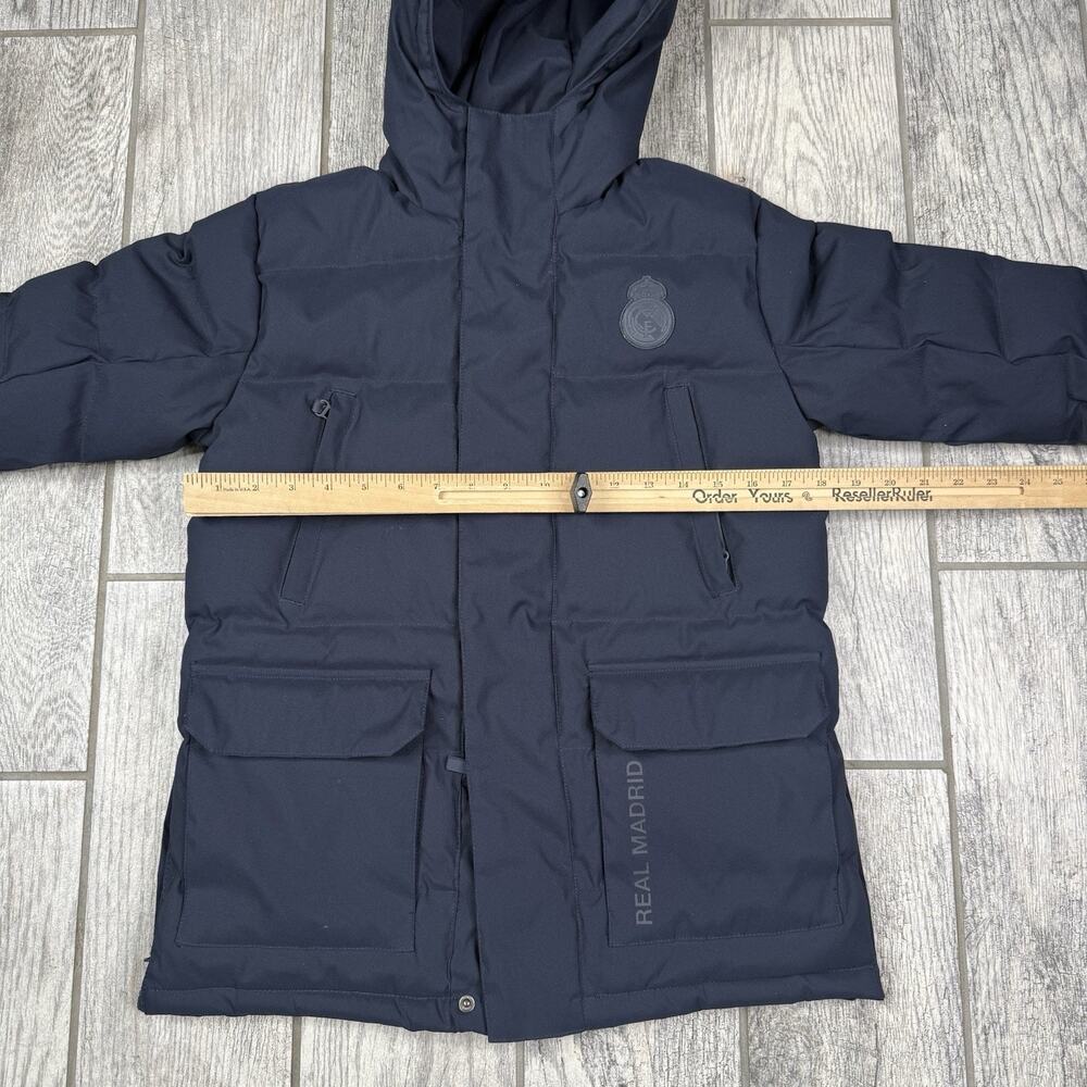 Real Madrid Official Kids Outerwear Long Padded Parka Coat Navy Blue Size 9/10 - Picture 4 of 14